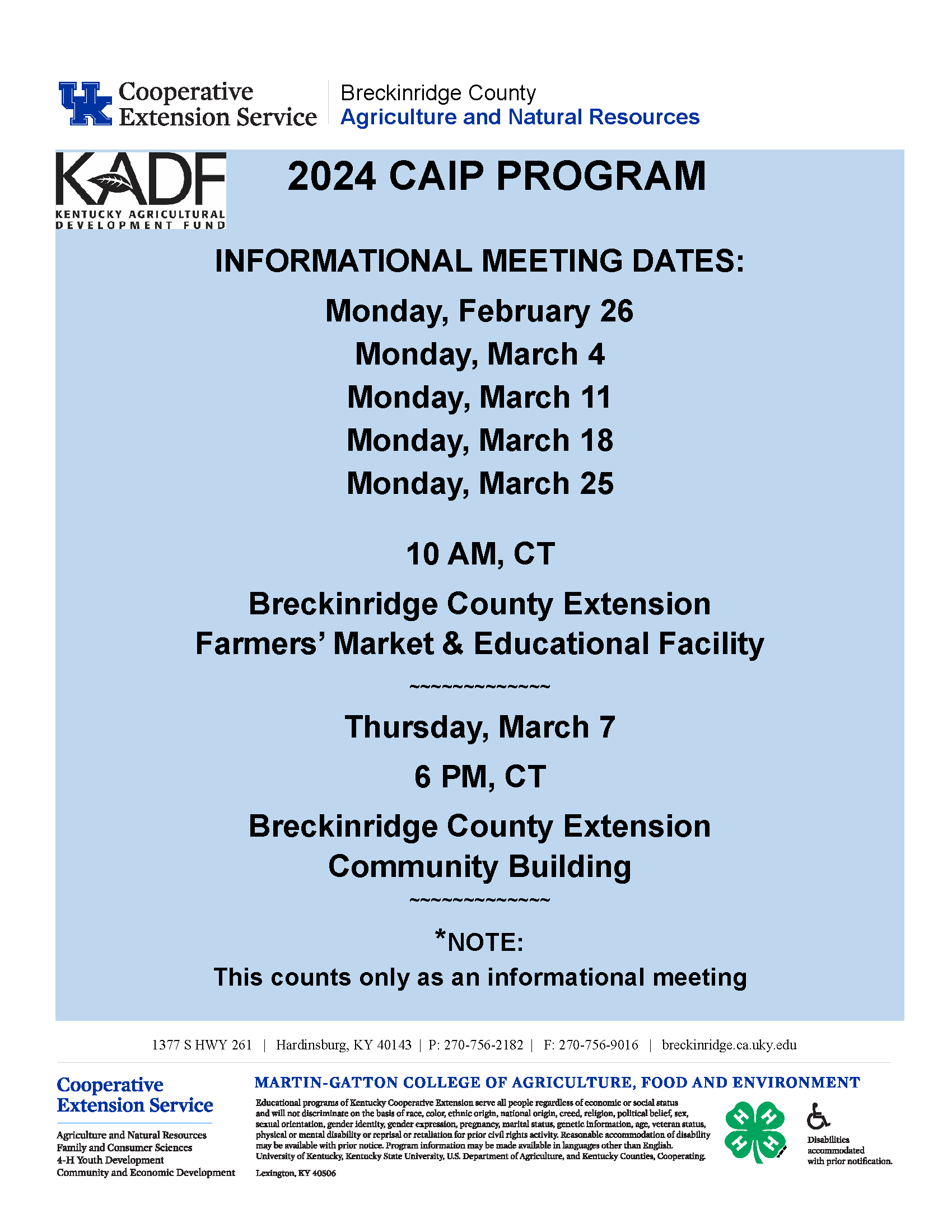 2024 CAIP Informational Meeting Breckinridge County Extension Office